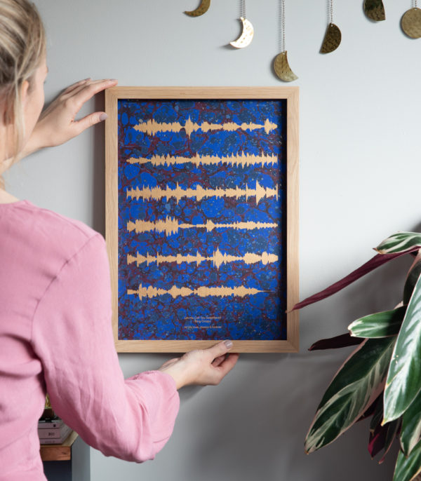 soundwaves on marbled paper