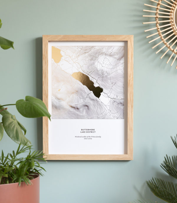 gold topographic map print
