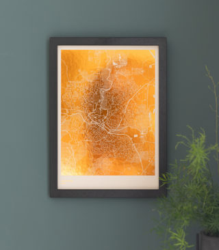 copper on sand map print