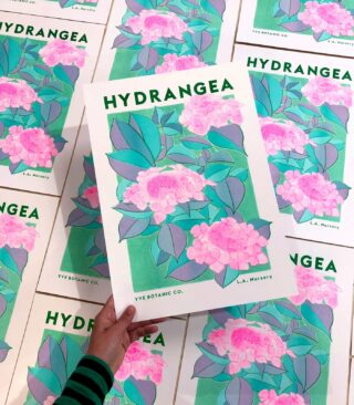 Hydrangea Risograph print